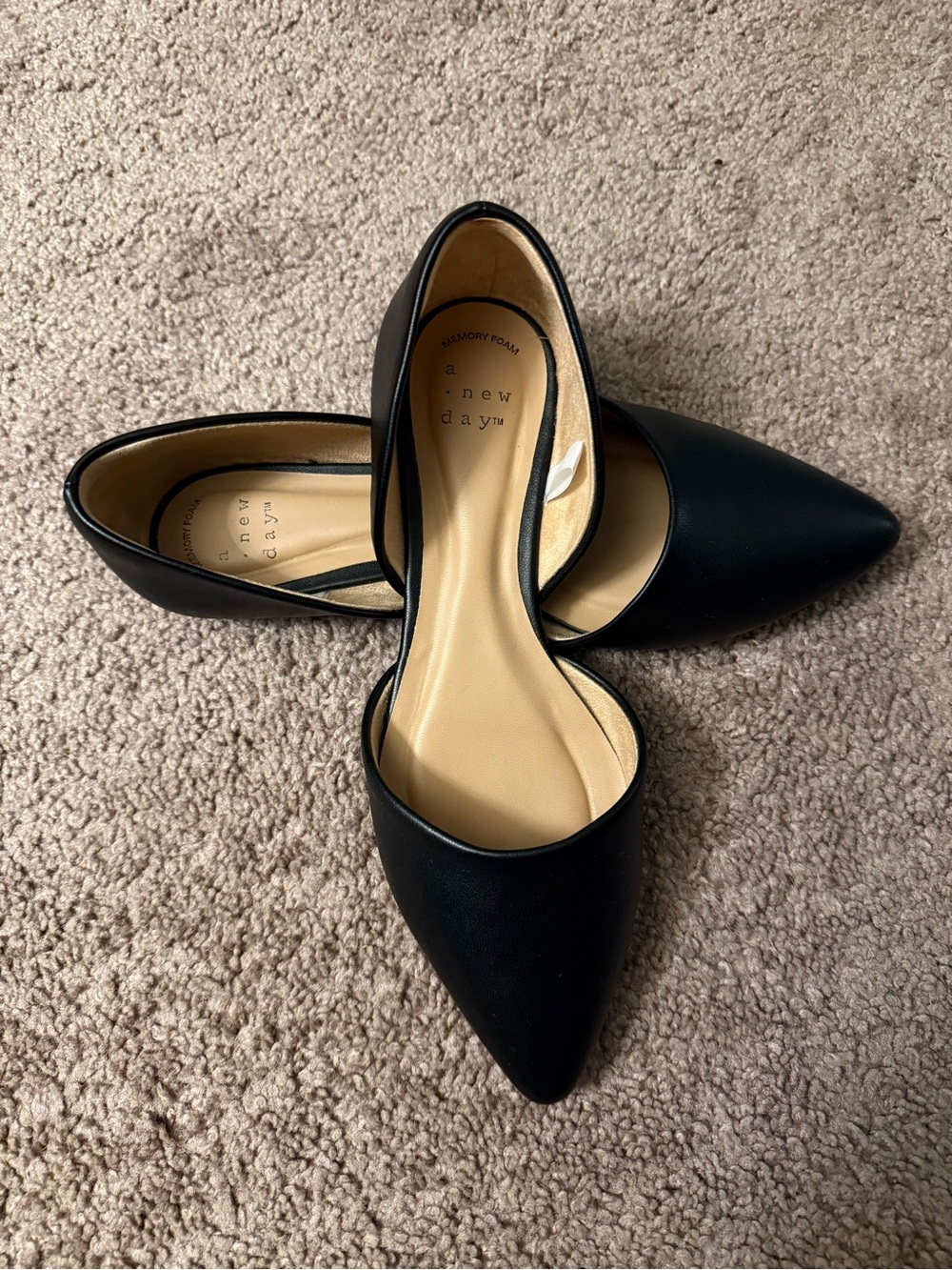 a new day Black Pointed D'Orsay Flats